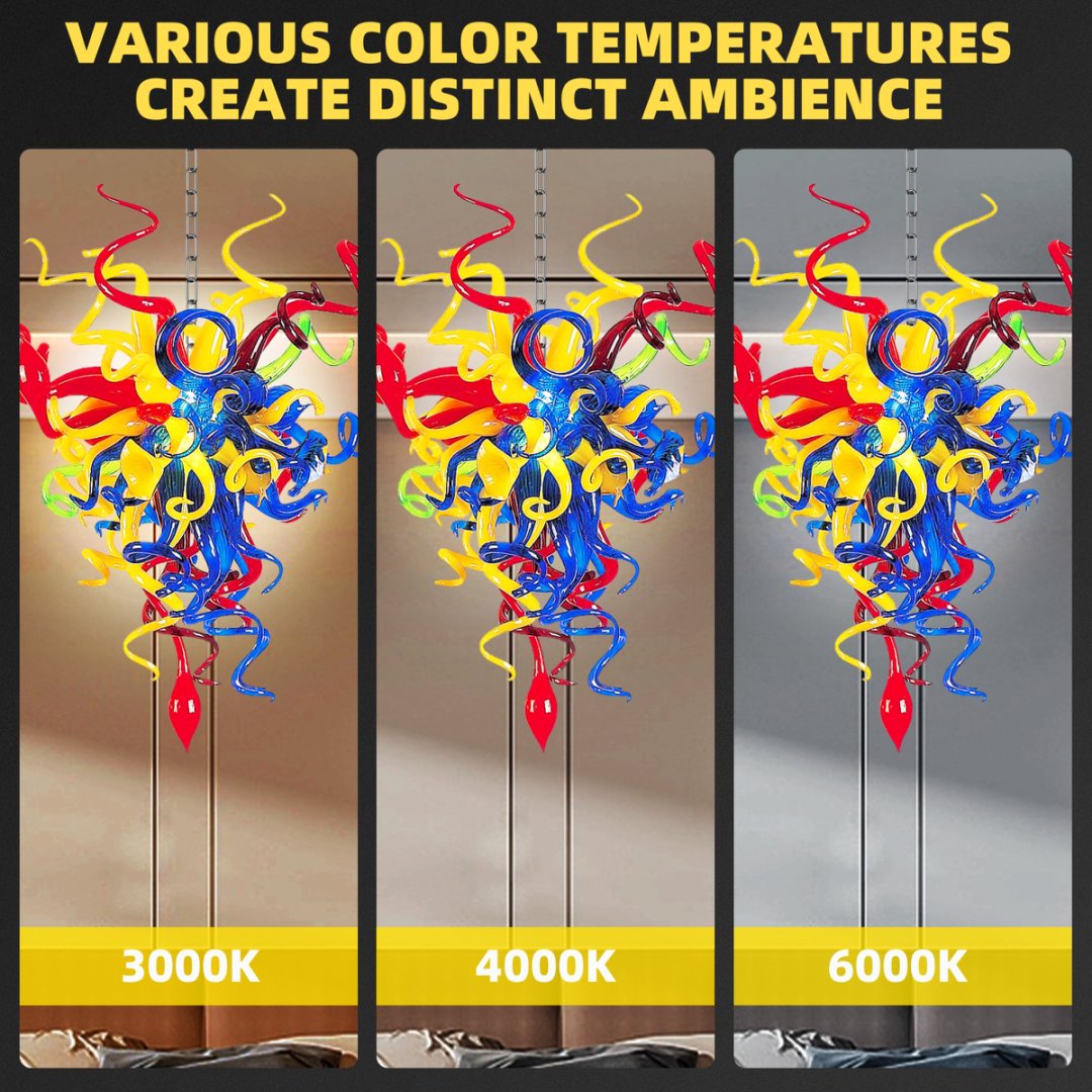 Adjustable Blown Glass Chandelier – Customizable Height