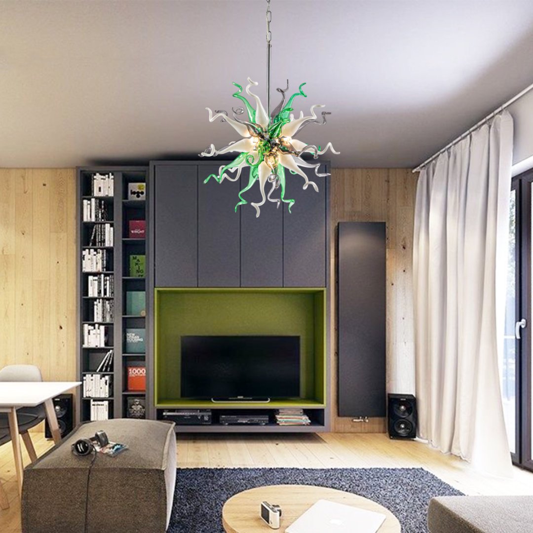 Holiday Blown Glass Chandelier – Festive Sparkle