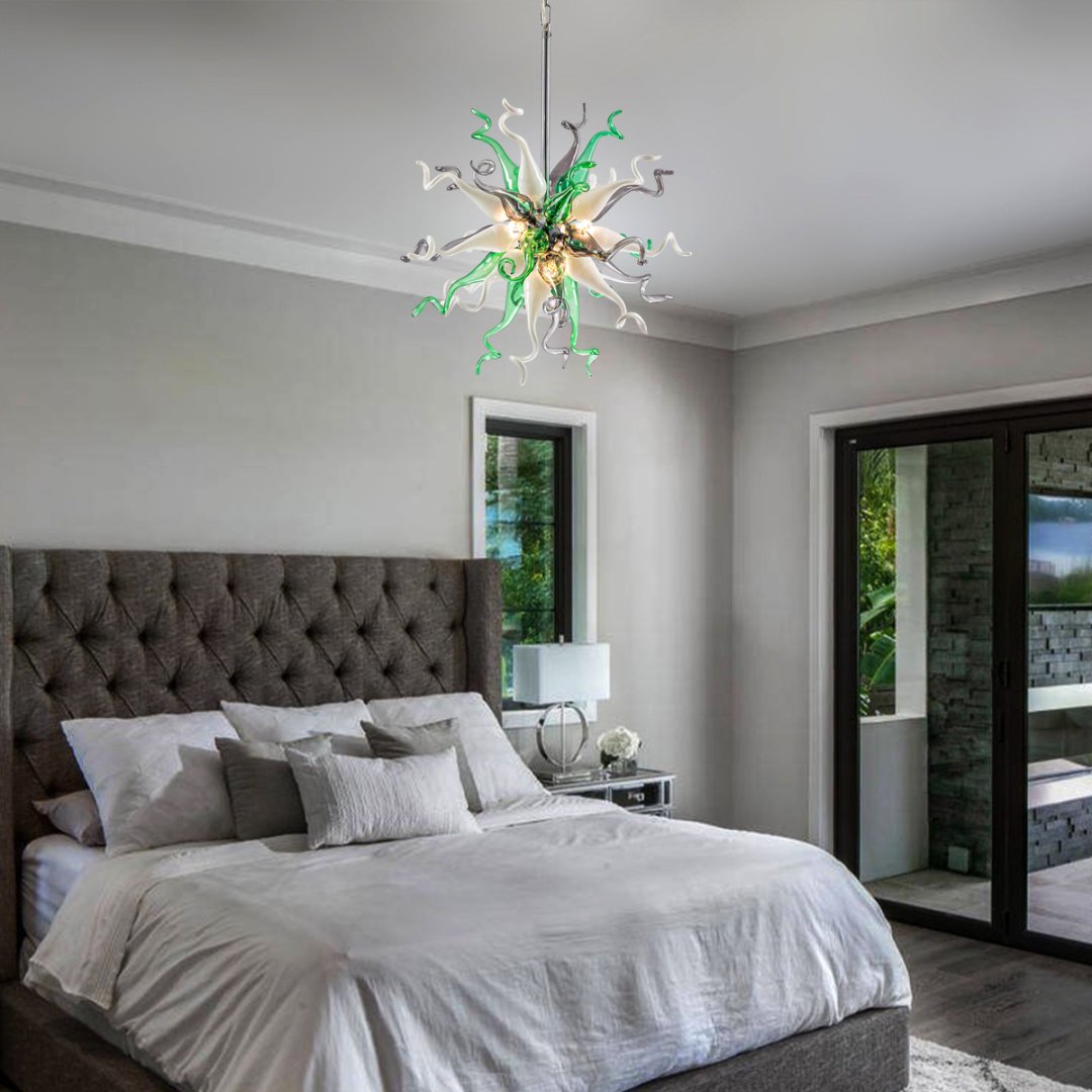 Holiday Blown Glass Chandelier – Festive Sparkle