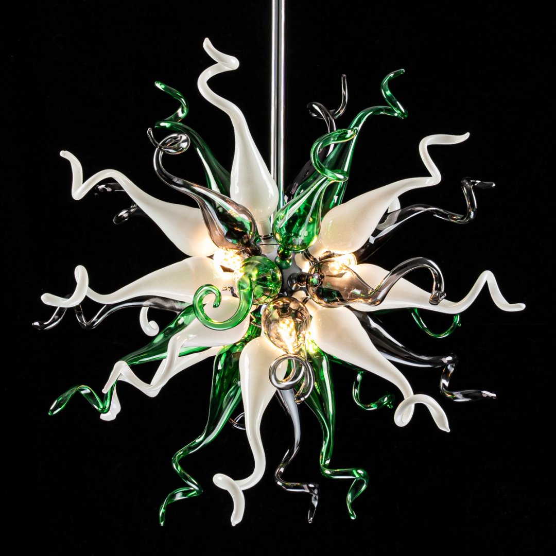 Holiday Blown Glass Chandelier – Festive Sparkle