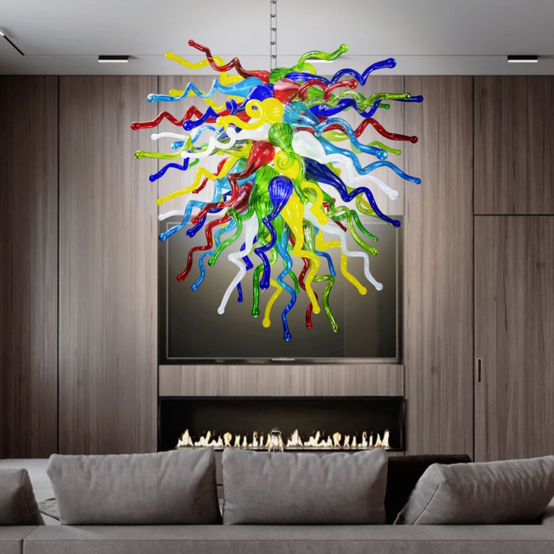 Colored Blown Glass Chandelier – Vibrant Artistic Touch