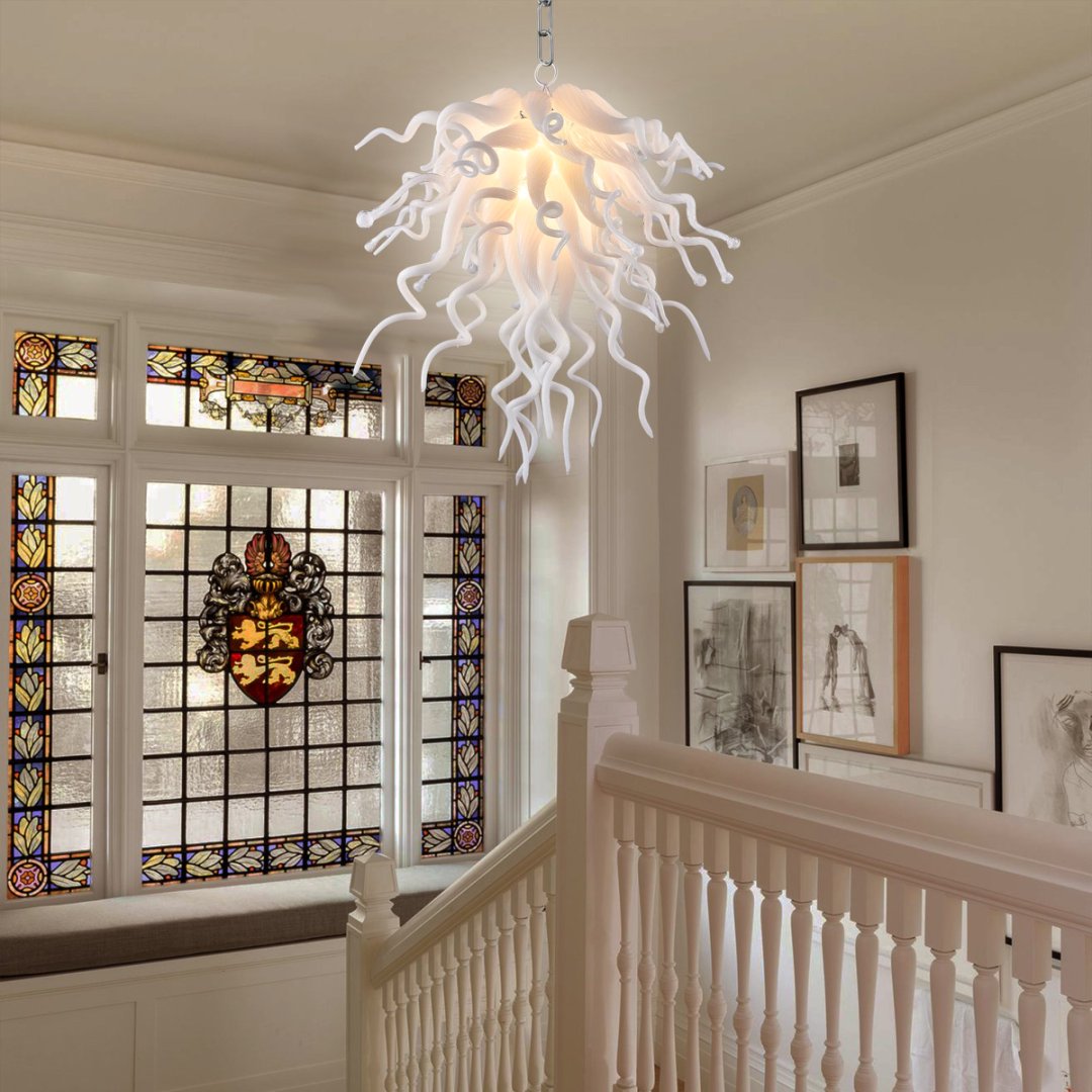 Crystal & Blown Glass Chandelier – Sparkling Elegance