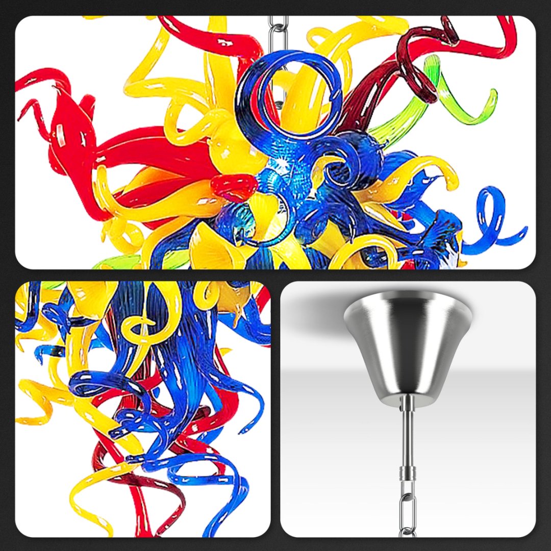 Adjustable Blown Glass Chandelier – Customizable Height